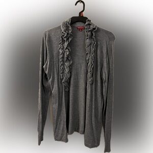 Merona Gray Cardigan with Ruffle Detail